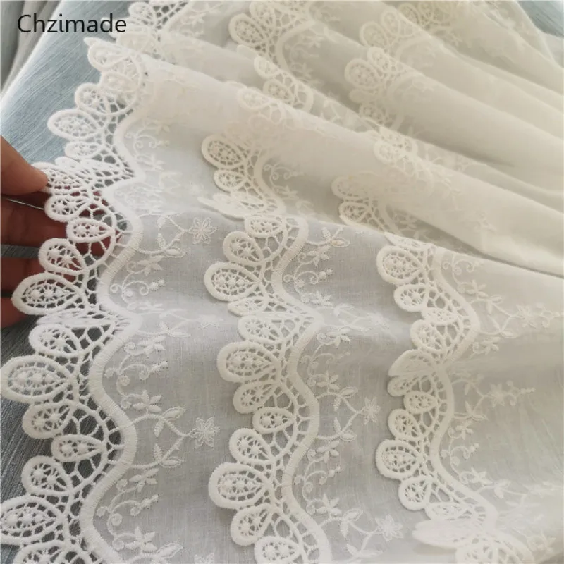 1 Yard Natural Cotton White Lace Multilayer Pleated Lace Embroidery Edge Trim Ribbon Patches Wedding Dress Fabric Sewing Craft