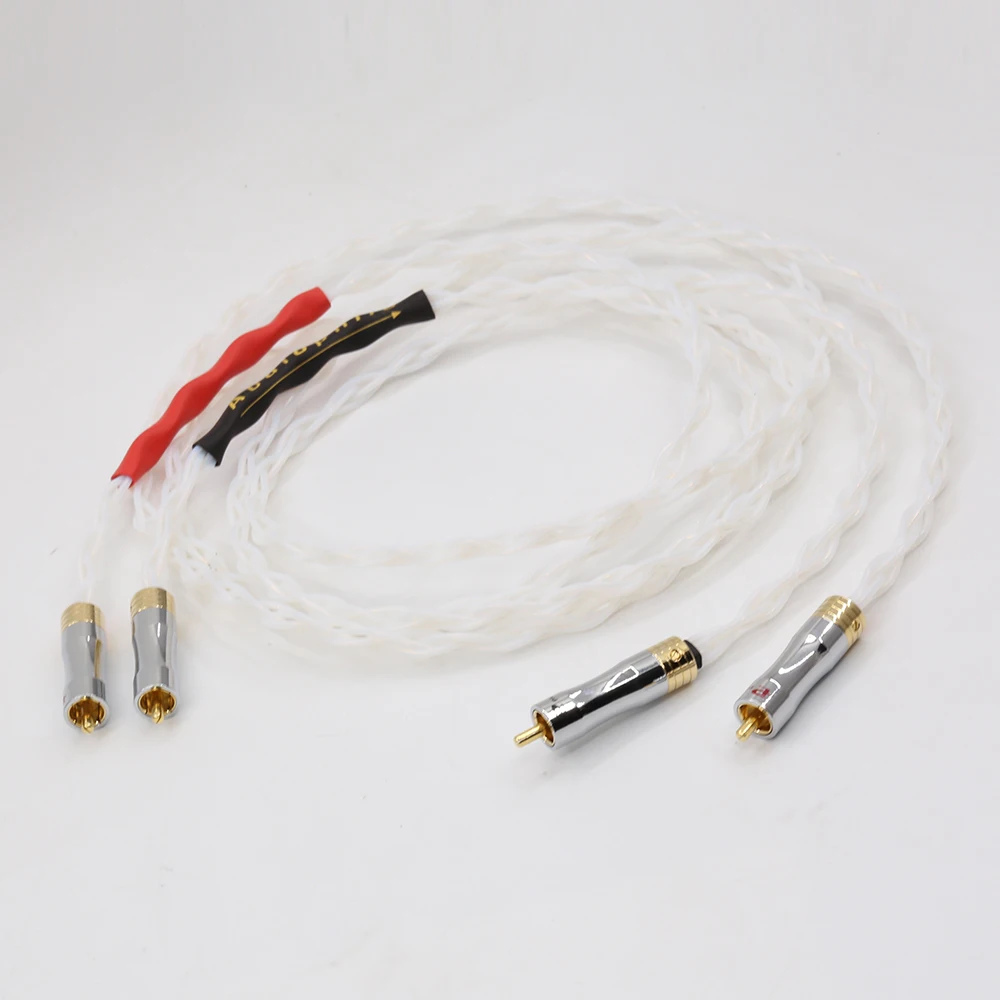 Preffair Pure Silver cable Gold RCA 100% Purity Silver Interconnect Audio Cable HIFI Pure Silver RCA Cable Audiophile