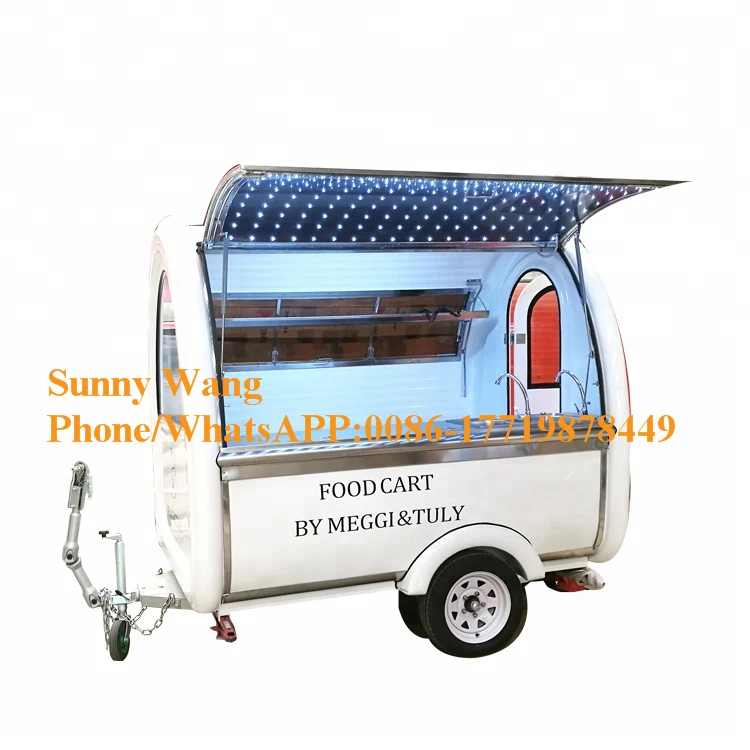 عربة غذاء متنقلة 2.2 متر للبيع هامبرغر وجبة خفيفة قهوة هوت دوج مقطورة الغذاء الصيني مركبة مع الضوء المحيط
