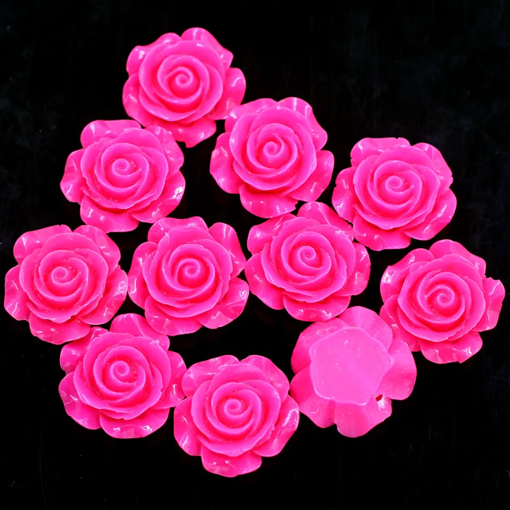 10Pcs Pink Rose Flower Floral Dome Seals Embelishment Resin Cabochons Cameos for DIY Bag Ornament Crafts Scrapbook Gift 16mm