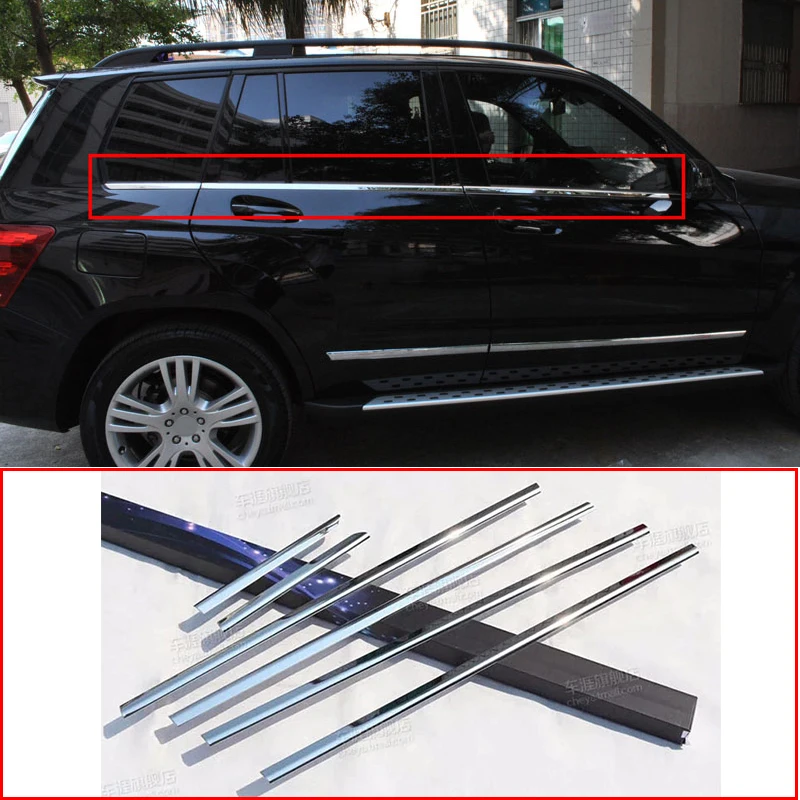 For Mercedes Benz X204 GLK200 GLK300 Car Accessories Window Molding Trim Strip Stainless Steel