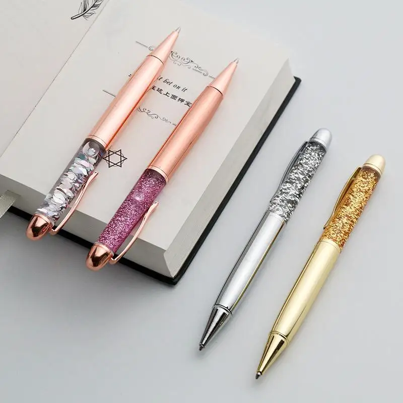 Metal Ballpoint Pen Quicksand Sequin Signature Pen Business Office Gift Pen Ballpen School Office Supplies Stationery Student