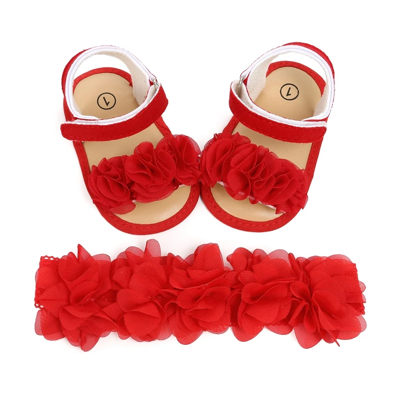 

Bobora Baby Girl Headbands and Barefoot Flower Sandals Value Set Casual Crib Shoes + Headband Hair Bands