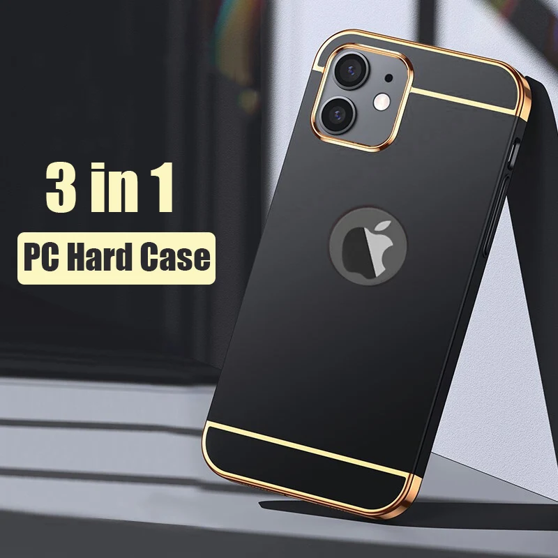 Luxury Plating 3 in 1 Phone Case For iPhone 7 8 Plus 6 6s Matte Hard Cover For iPhone 11 12 13 14 Pro Max 12 Mini X Xr Xs Case