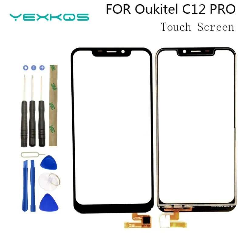 For Oukitel C12 Pro Touch Screen Sensor Outer Glass Panel Touch Lens OUKITEL C12 C12pro Cell Phone Repair Parts+Tools Adhesive