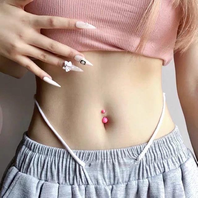 Pink belly piercing outlet