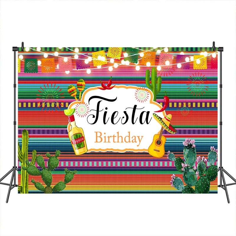 

Happy Birthday Photographic Background Fiesta Birthday Party Light Banner Decoration Photography Backdrops Studio Shoots