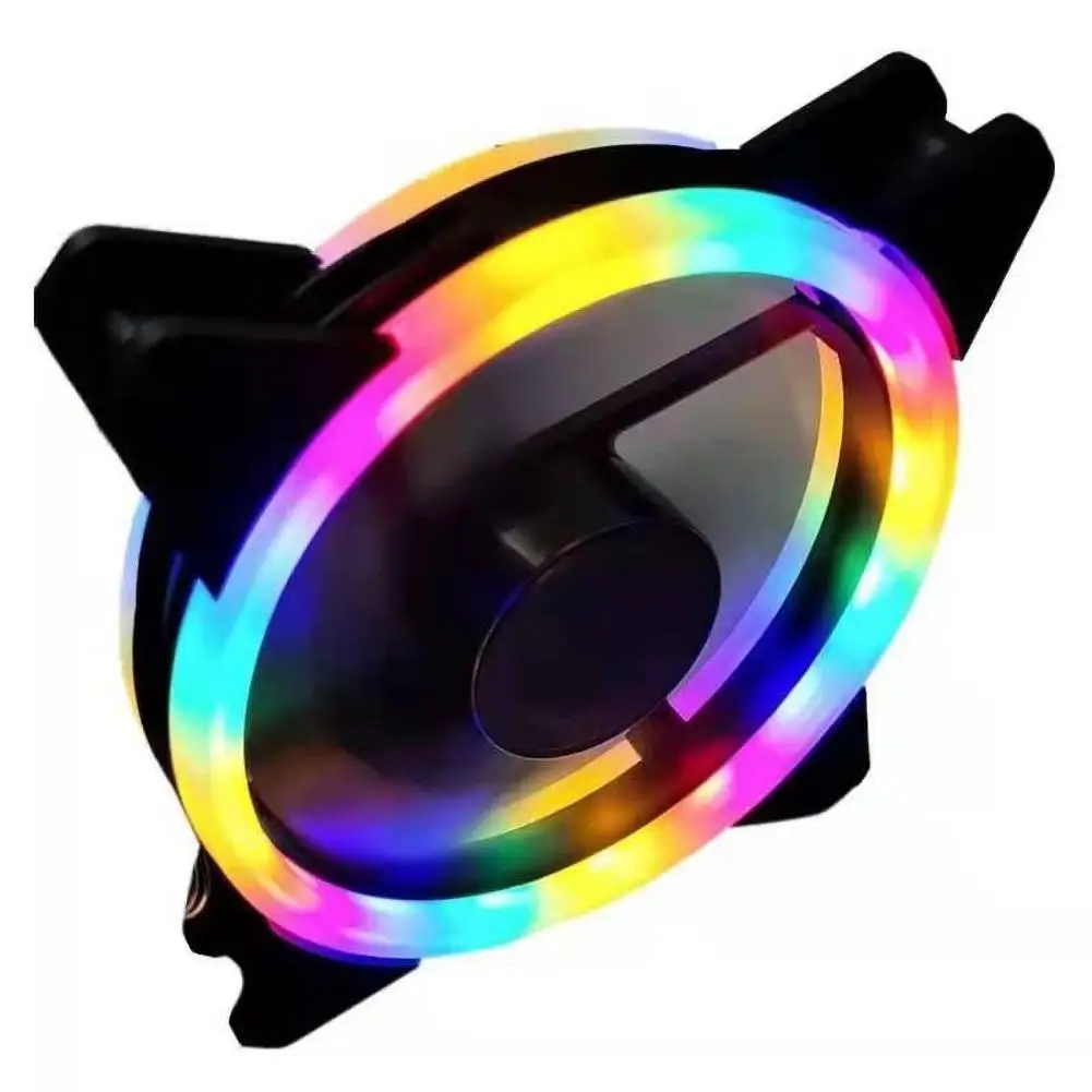 Universal Computer Fan 120mm 15LED Dual Aperture Silent PC Computer Case Cooling Fan 120x120x25mm Cooler Fluid-Bearing RGB Fans