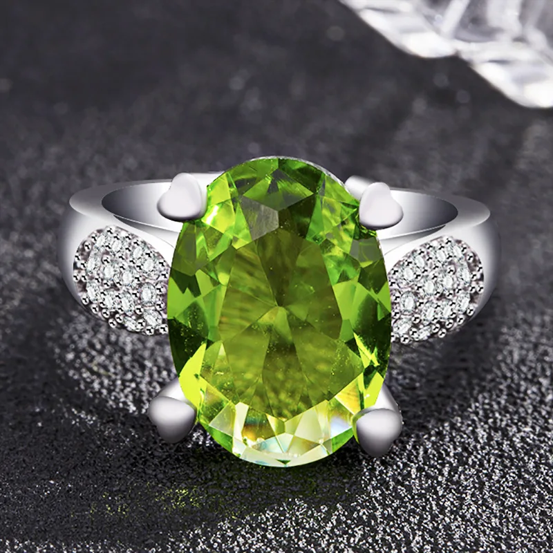 Charms Apple Green Gemstone Rings Top Brand Sterling Silver 925 Jewelry Ring Gifts For Women Party Wedding Rings Size 6 7 8 9 10