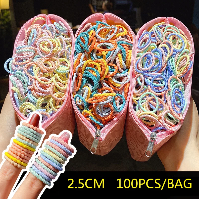 

100/1000Pcs/Pack Hair Ties Elastic Scrunchies Hair Bands Rope Kids Hair Accessories For Girls Gum Ponytail Holder Rubber Bands