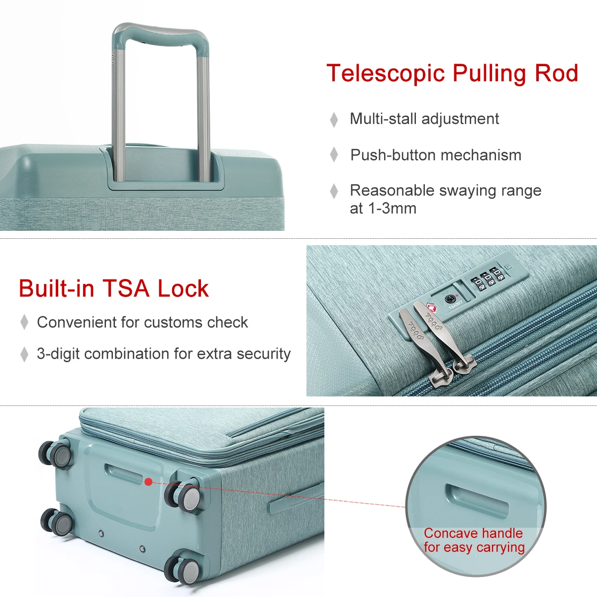 Uniwalker 7998 Business Rolling Luggage Travel Suitcase TSA Password Lock