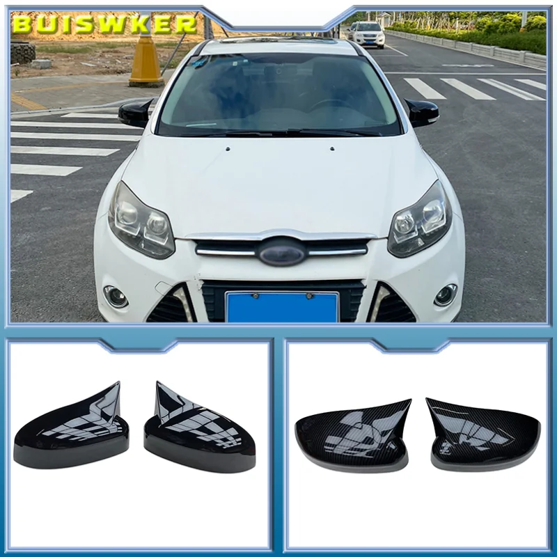 Carbon Fiber Bright black Side Rearview Mirror Cover For Ford Focus MK2 MK3 2008 2009 2010 2011 2012 2013 2014 2015 2016 2017