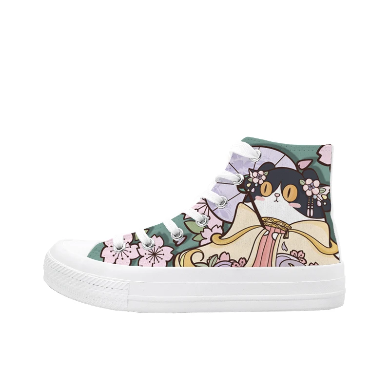 Amy and Michael Anime Hand Painted Ladies Canvas Shoes Girls Ankle Hi Tops Sneakers Women Student Retro Plimsolls Pumps Trainers