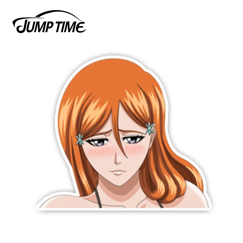 Jump Time-calcomanía de Anime de 13cm x 8,5 cm, calcomanías divertidas para coche, decoración de vinilo, ventana de coche, parachoques, Kawii, chica Sexy, Inoue Orihime