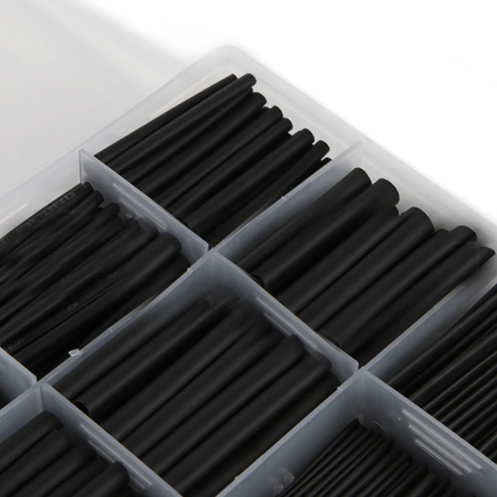 625PCS 2:1 Black Insulated Polyolefin Heat shrink Tubing Electronic DIY Kit Insulated Polyolefin Sheathed Shrink Tube Cable Tube
