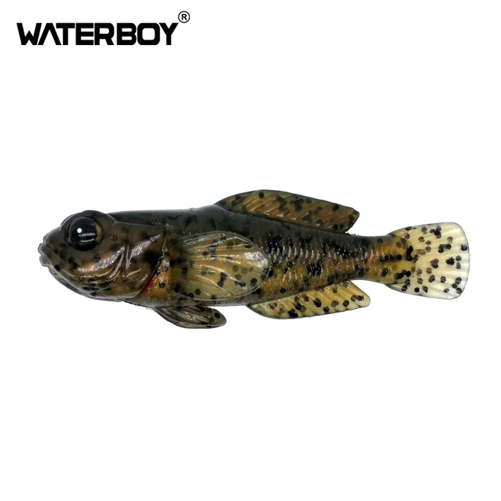 WATERBOY 1PCS 75mm 9.3g Goby Soft Fishing lures Softbait Soft Fishing Tackle Baits 0.33oz 3inch Topwater Lure Swimbait