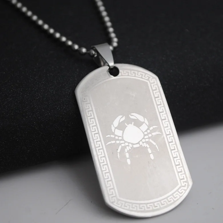 Dog Tag Titanium Steel Pendant Capricorn Taurus Aquarius Cancer Libra Leo Gemini Scorpio Virgo Pisces Sagittarius Aries Pingente