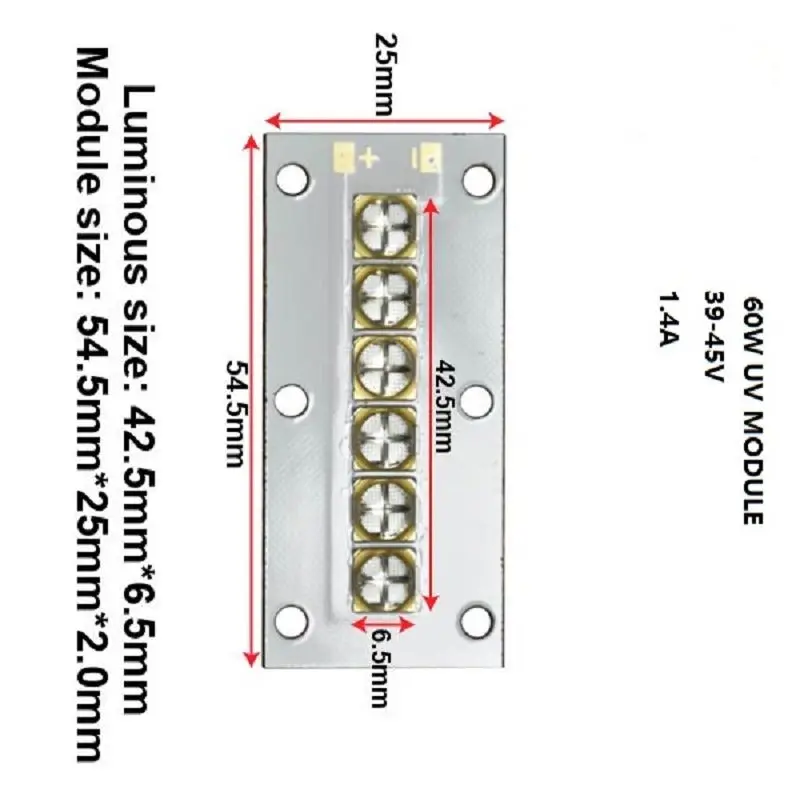 60W UV LED Strip Module for 3D Printing Ink Curing Jewelry Identification Banknote Verification Manicure Irradiation Amber  Lamp