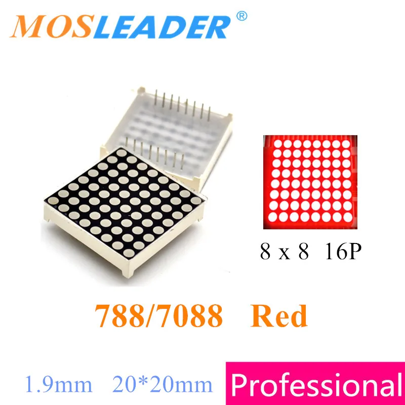 

Mosleader 100pcs Red 788 7088 8*8 1.9mm 20*20mm 8x8 Led Lattice dot array Dot Matrix Display LED Display Module Digital Tube