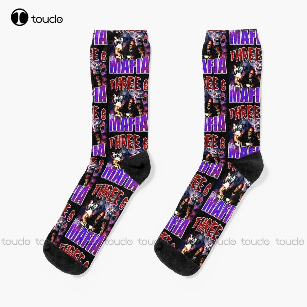 Three 6 Mafia Rap Ajshj*(&()*&()* Socks Yellow Socks Christmas New Year Gift Custom Gift Unisex Adult Teen Youth Socks Women Men