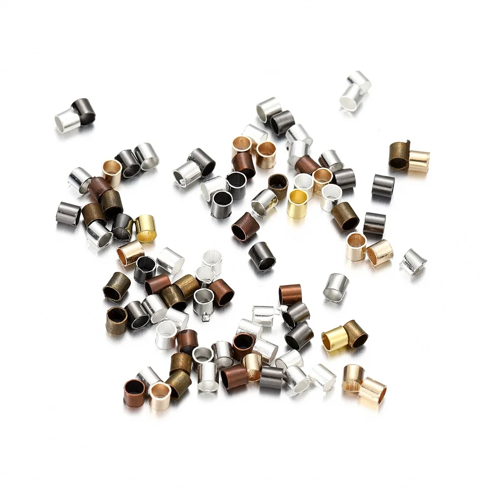 500 Stück/Los 1,5-2,5mm Legierung Zink zylinder runde Crimp perlen Rohrenden Abstand halter Wulst Kabels pitze Draht verbinder für die Schmuck herstellung