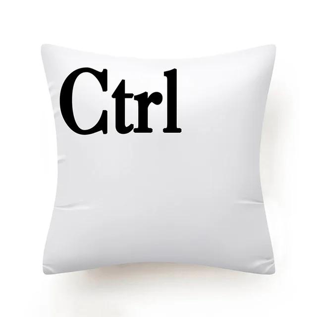 Keyboard Jeanette Alt Del Ctrl Letter Pattern Hug Cushion Cover Black and White Home Decor Home Car Comfort Cushion Cover    ...