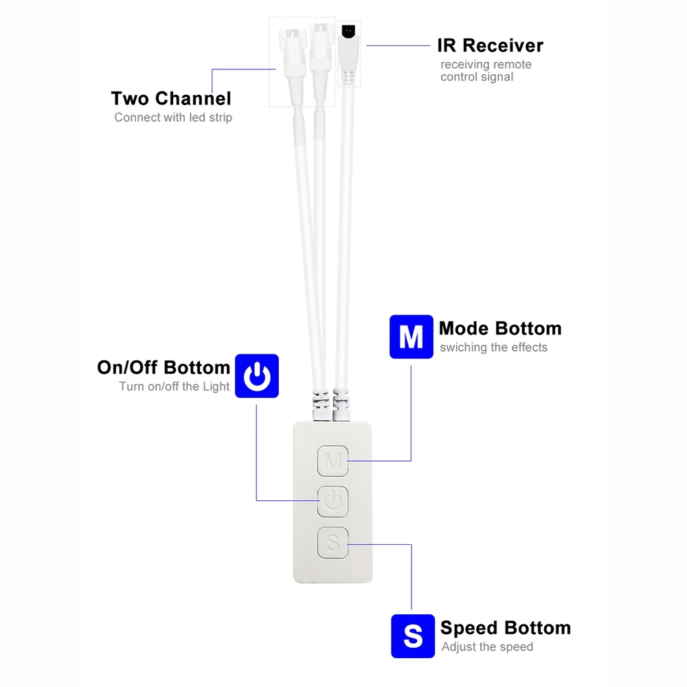 DC5-24V SP511E Smart Led Controller Wifi Dual Output Music Control Double 3PIN For Individually Addressable 5050 RGB Strip Panel