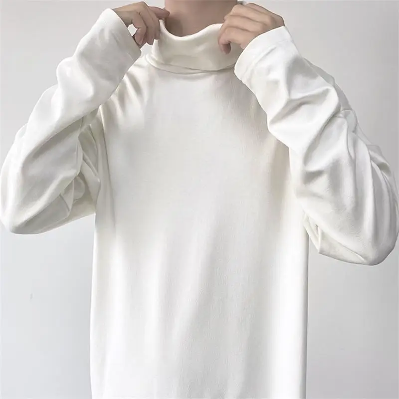 

Men's High Neck Sweater Long Pullover Medium Long Autumn Winter New Dark Department Loose Neutral Side Seam Split Fashion