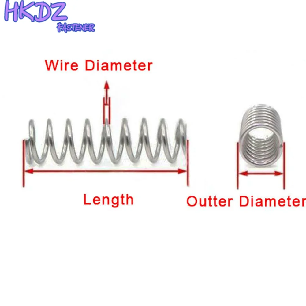 304 Stainless Steel Long Spring Y-type Compression Spring Wire Dia 0.3/0.4/0.5/0.6mm Outer Dia 3-10mm Length 305mm