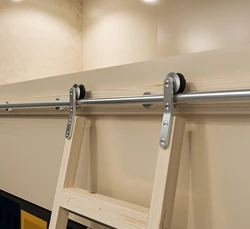 Sliding Ladder Hardware Home Office Library Ladder Rolling Track Stainless Steel Brushed 100CM, # FS-LADDER-SS