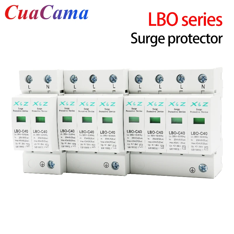 

1Pcs AC SPD Surge Protector Low Voltage Distribution 2P 3P 4P LBO Household Arrester Lightning Protection Device Switch Module