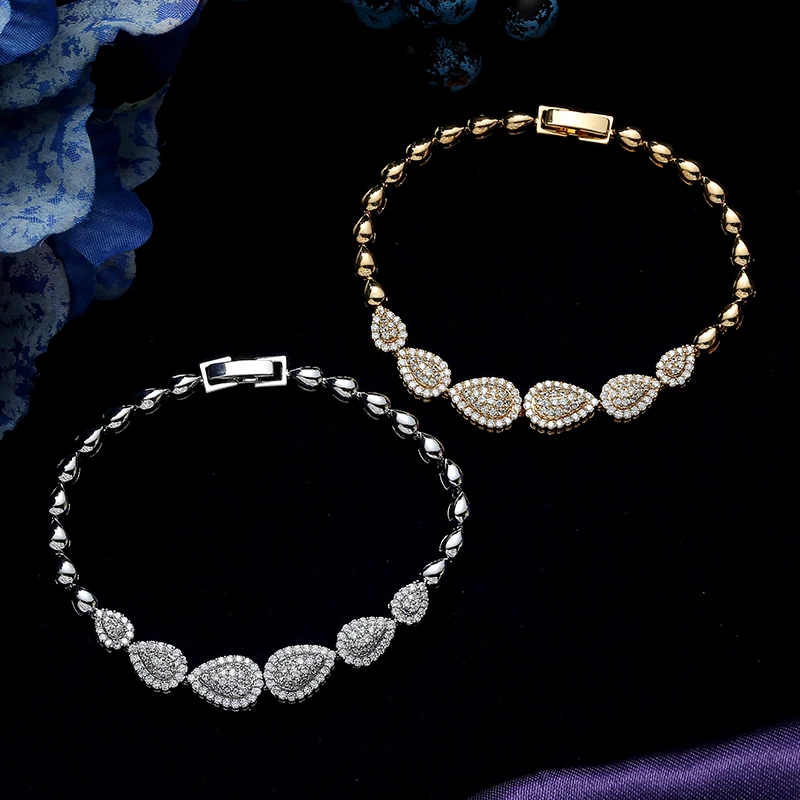 Jewelry Sets HADIYANA Simple Waterdrop Temperament Women Wedding Necklace Earrings Ring And Bracelet Set CN150 Conjunto de joyas - Image 5