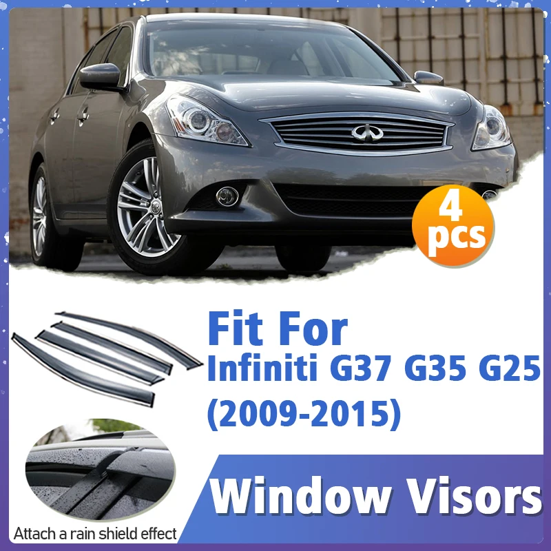 

Window Visor Guard for Infiniti G37 G35 G25 2009-2015 Vent Cover Trim Awnings Shelters Protection Sun Rain Deflector Accessorie