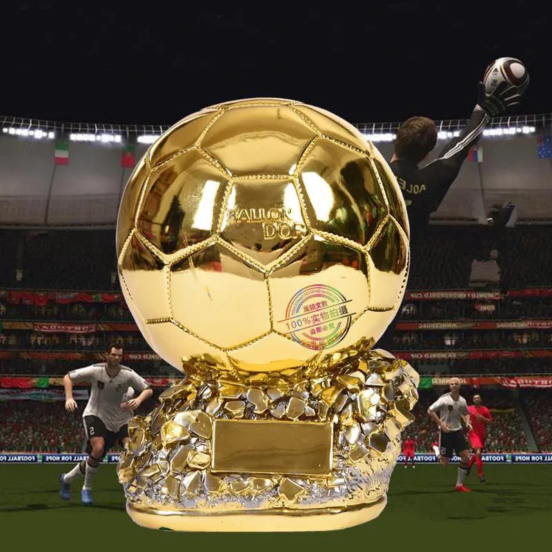 

25cm Football Golden Ball Trophy Competition Champion Resin Player Souvenir Replica Handicraft Home Decoration Collection