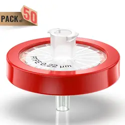 Spuitfilters, PTFE-membraan 0,22 μm, 25 mm diameter, 50 stuks hydrofobe spuitfilters van Ks-Tek