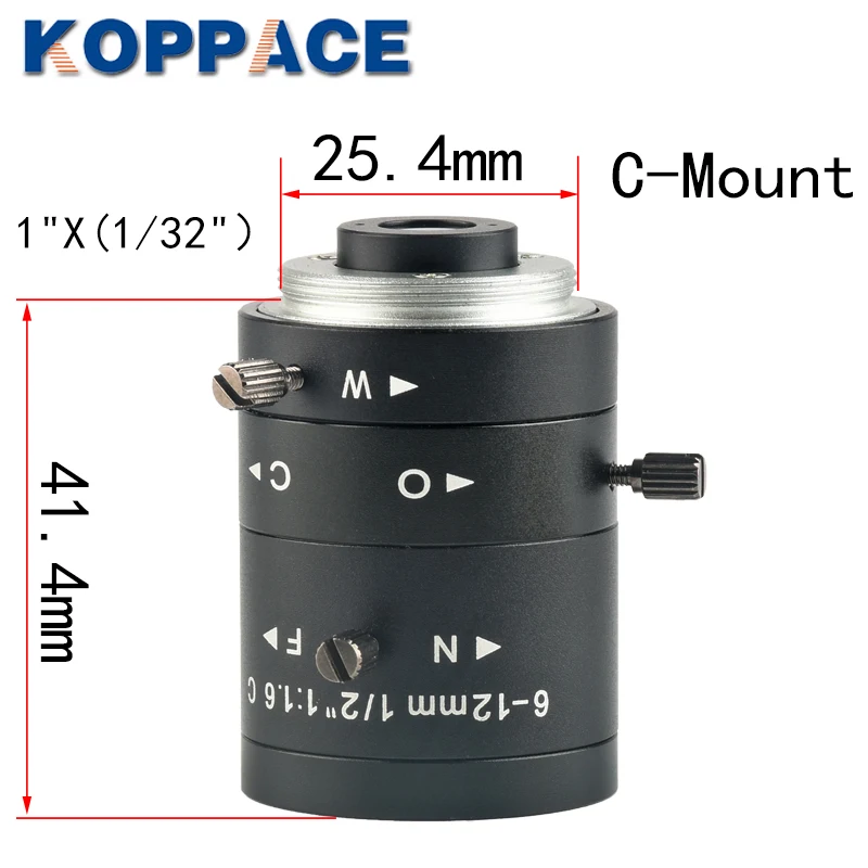 

KOPPACE 3 Million Pixel 6-12mm Industrial Lens Manual Zoom No Distortion Industrial Inspection Lens