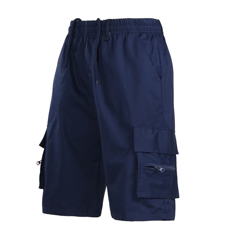 Short Cargo à poches multiples pour hommes, taille élastique, décontracté, couleur unie, taille moyenne, surdimensionné, été, S-4XL