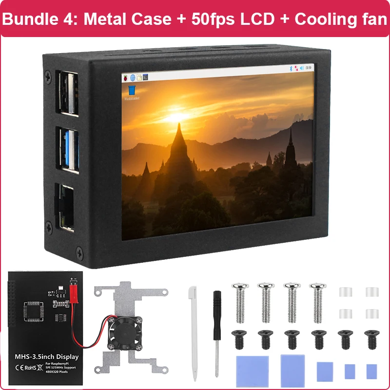 3.5 Inch Raspberry Pi 4 Display 5 50 Fps 480X320 Pixels Touchscreen Monitor Metal Case Aluminium Shell voor Raspberry Pi Model B - afbeelding 1