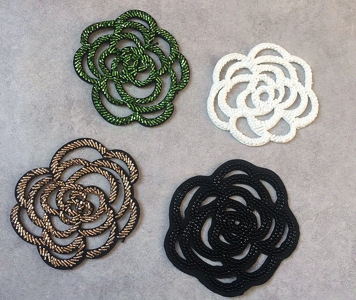 Hollow rose hand-stitched beaded applique DIY handmade beaded nail drill beads clothing shoes and hats accessories