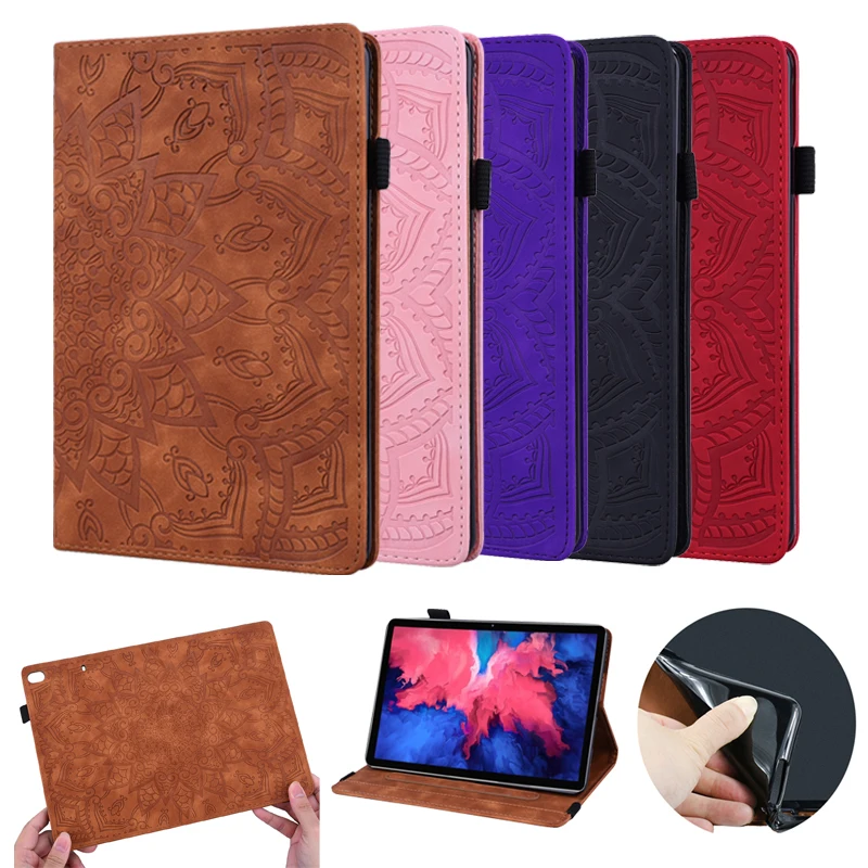 Embossed Cover for Lenovo Tab M10 Case Wallet Cover 3D Flower Funda for Lenovo Tab M10 TB-X505F TB-X605F 10.1 Inch Tablet Cover