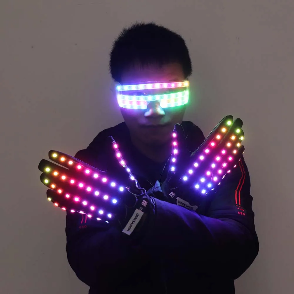 กระพริบถุงมือ Glow 360โหมด LED Rave Light Finger Lighting Mitt อุปกรณ์เรืองแสง Up ถุงมือแว่นตา Party Decor