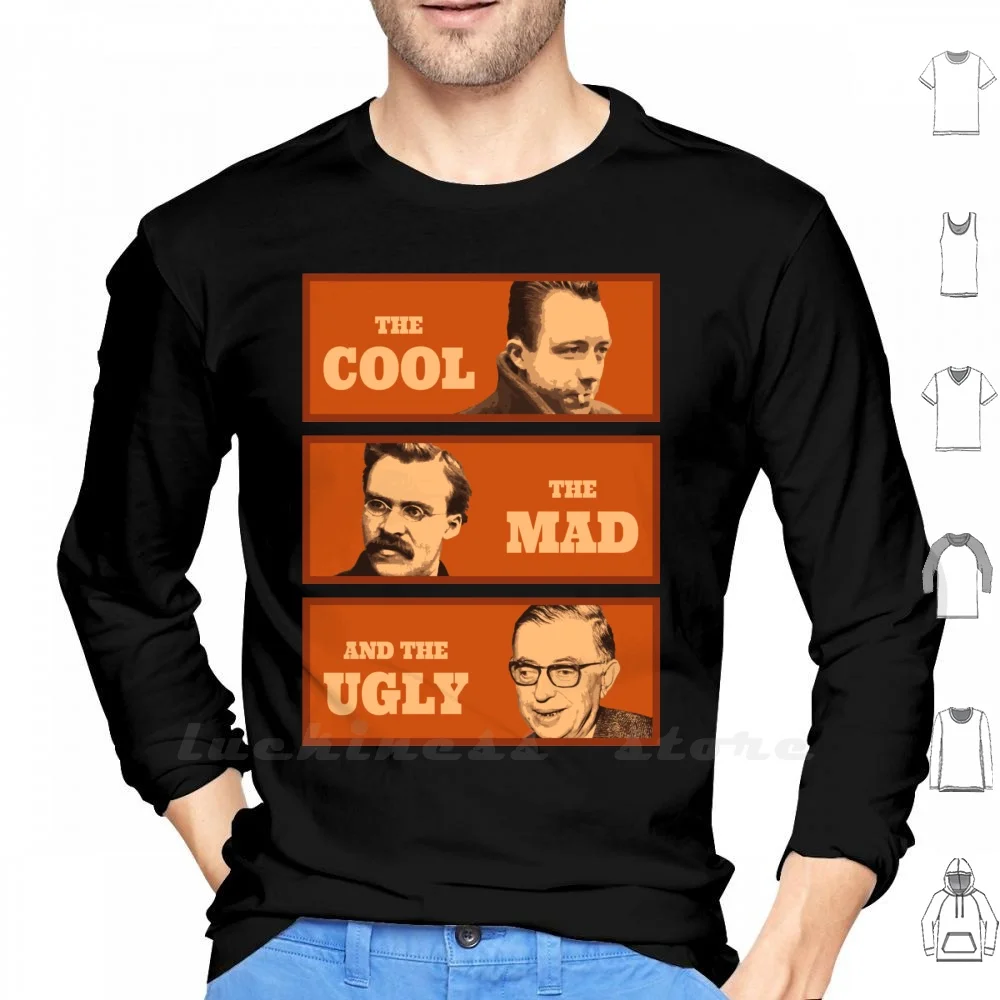 Camus Nietzsche Sartre Long Sleeve Men Teenage Cotton Albert Camus Existentialism Existentialist Philosopher Philosophy Jean