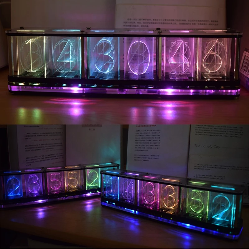 DIY Kits RGB LED Imitate Glow Tube Clock LED Music Spectrum Time tube Night light Full Color RGB Home Decoration Gift