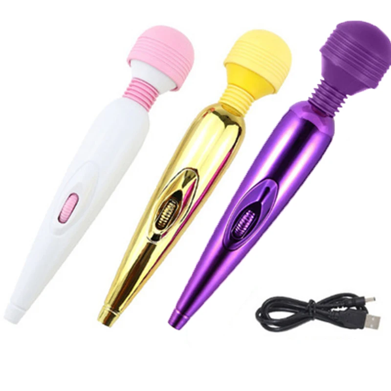 Realistic Penis 3 Color Magic Wand Powerful Body Massage Stick AV Vibrators Clitoris Stimulator Sex Toys For Women Anal Plug