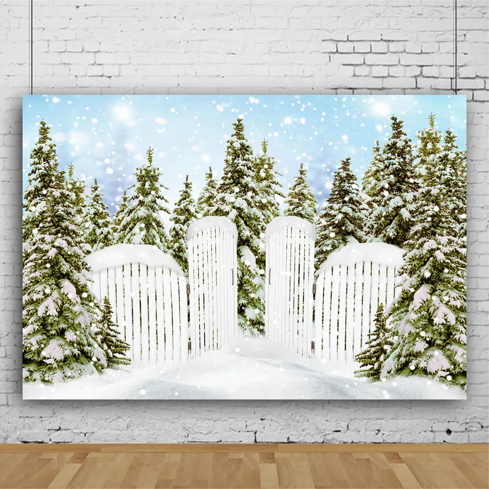 

Mocsicka Winter Photography Backdrop Snow Pine Forest Snowfield White Yard Photo Background for Photo Studio Sunlight Photocall