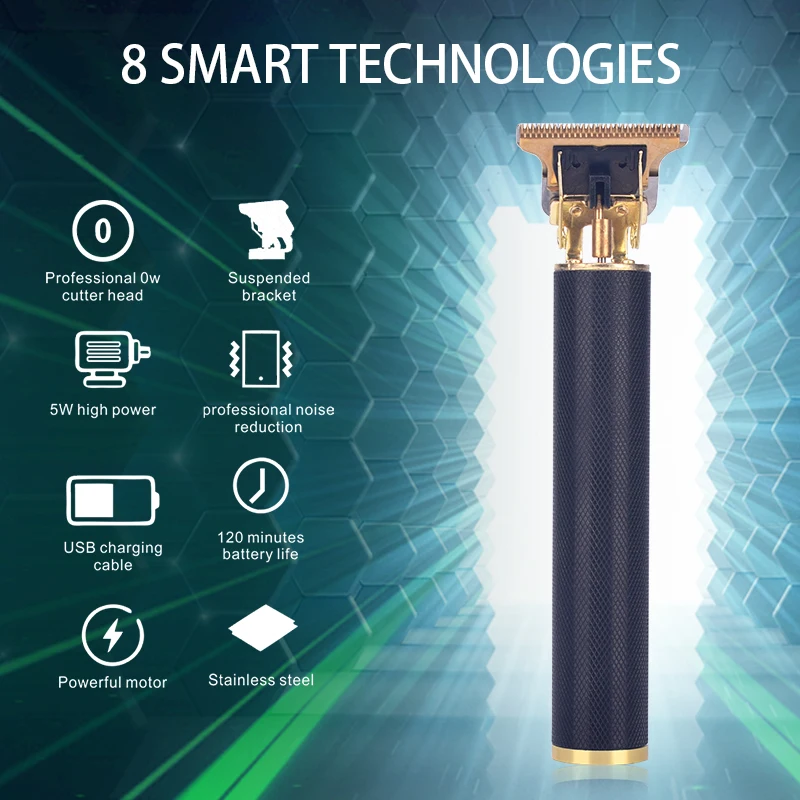 USB 충전식 T9 Baldheaded 머리 깎기 전기 머리 트리머 무선 면도기 트리머 0mm 남자 이발사 머리 절단기