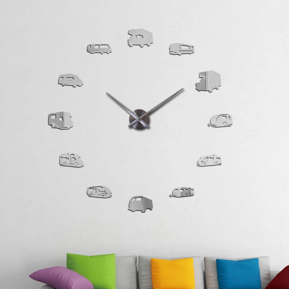 

creative DIY acrylic mirror large wall clock quartz watch still life modern clocks needle living room home decor stickers