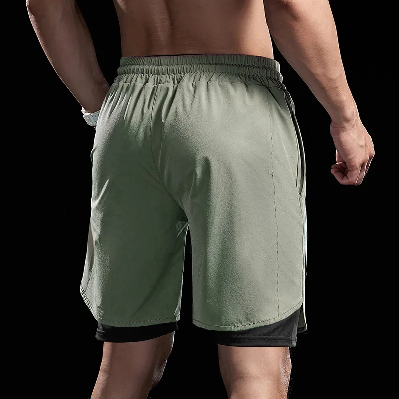 2024 Army Green Running Shorts Men 2 In 1 Double-deck Quick Dry GYM Sport Shorts Fitness Jogging Workout Shorts Men Short Pants