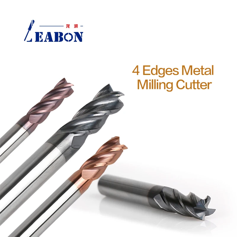 Four Cutting Edges Metal Milling Cutter Tiain Coated Tungsten Steel Spiral Mill Bit for Aluminum Titanium Magnesium Alloy Board