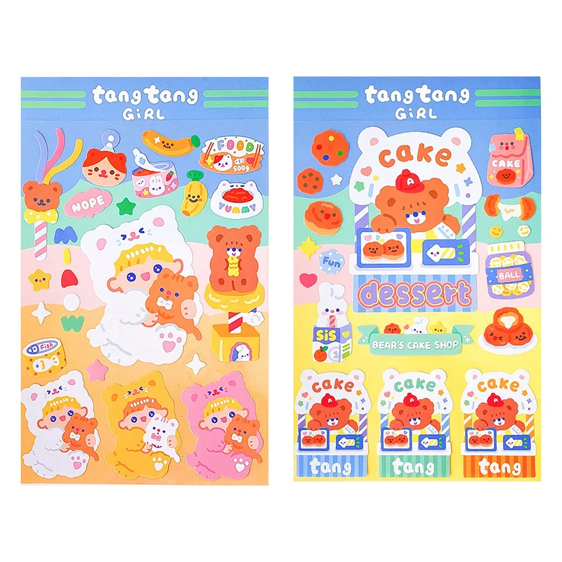 Cute Candy Girl Bear Ins Style Stickers Decoration Scrapbooking Diary Album Mobile Phone Journal Collage Kawaii Stationery Stick